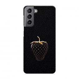 Кожаный черный Black strawberry на Samsung Galaxy S21