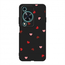 Матовый силиконовый чехол Бордовые сердечки 3 на Huawei Nova Y72