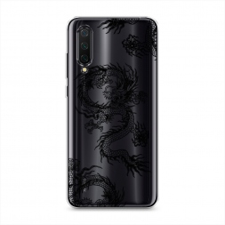 Силиконовый чехол Китайские драконы паттерн чёрный на Xiaomi Mi A3 Lite