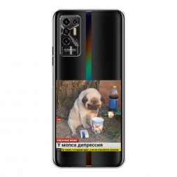 Силиконовый чехол Мопс в депрессии на Tecno Pova 2