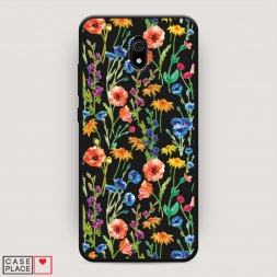 Матовый силиконовый чехол Маки и васильки фон на Xiaomi Redmi 8A