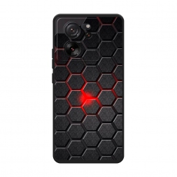 Матовый силиконовый чехол Соты красные на Xiaomi 13T Pro