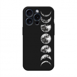 Матовый силиконовый чехол Фазы луны на iPhone 15 Pro