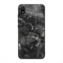 Матовый силиконовый чехол Чёрный кристалл текстура на Xiaomi Redmi 7A
