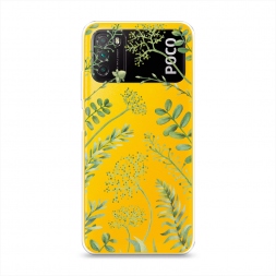 Силиконовый чехол Green Leaves на Xiaomi Poco M3