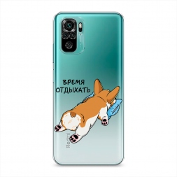 Силиконовый чехол Корги отдыхает на Xiaomi Redmi Note 10S