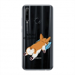 Силиконовый чехол Корги отдыхает на Honor 10i