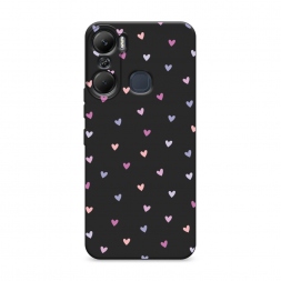 Матовый силиконовый чехол Пастельные сиреневые сердечки на Infinix Hot 12 Pro