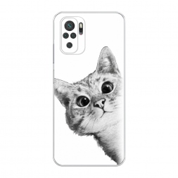 Силиконовый чехол Кот рисунок черно-белый на Xiaomi Poco M5s