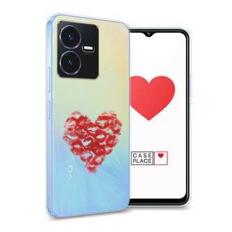 Силиконовый чехол Сердечко из поцелуев на Vivo Y22