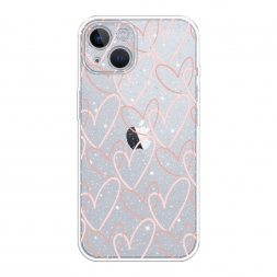 Блестящий Узор из сердечек на iPhone 13