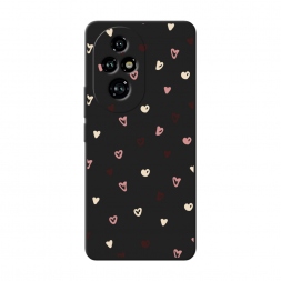 Матовый силиконовый чехол Сердечки паттерн рисунок на Honor 200 Pro