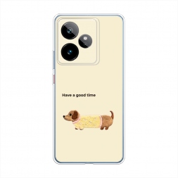 Силиконовый чехол Такса в свитерке 1 на Realme GT 7