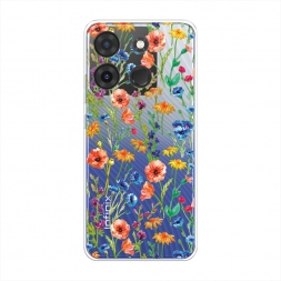 Силиконовый чехол Маки и васильки фон на Infinix Smart 7 Plus