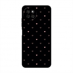 Матовый силиконовый чехол Черный фон и сердечки на Itel S23