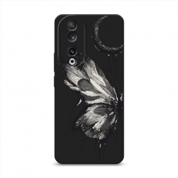 Матовый силиконовый чехол Чернильная бабочка на Honor 90