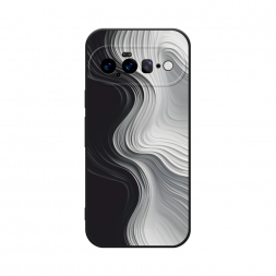 Матовый силиконовый чехол Чёрно-белые волны на Google Pixel 11