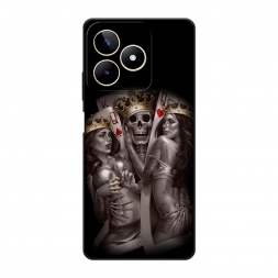 Матовый силиконовый чехол Карты король и королевы на Realme C53