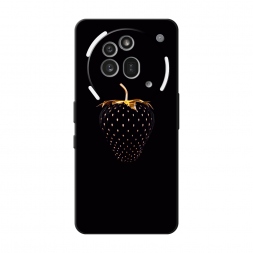 Матовый силиконовый чехол Черно-золотая клубника на Nothing Phone 3a Pro