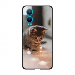 Матовый силиконовый чехол Котенок с огоньками на OnePlus Nord CE4 Lite 5G