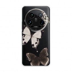 Силиконовый чехол Три монохромные бабочки на Xiaomi 14 Ultra