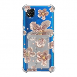 Розовые цветы красками на Xiaomi Redmi 9C