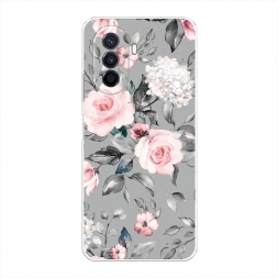 Силиконовый чехол Розы на сером на Huawei Nova Y70