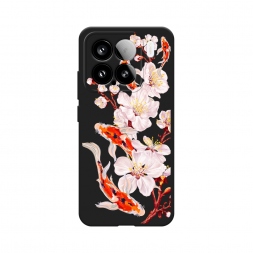 Матовый силиконовый чехол Карпы и сакура на Xiaomi 15