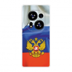 Силиконовый чехол Герб РФ на фоне флага на Tecno Phantom X2