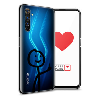 Силиконовый чехол Неприличный человечек чёрный на Realme 6 Pro