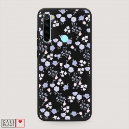 Матовый силиконовый чехол Сиреневые розы паттерн на Xiaomi Redmi Note 8