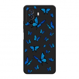 Матовый силиконовый чехол Синие бабочки на Huawei Nova Y70