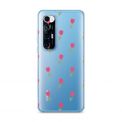Силиконовый чехол Паттерн из тюльпанов 2 на Xiaomi Mi 10S