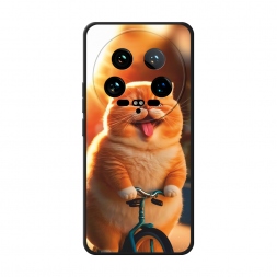 Матовый силиконовый чехол Кот на велике на Xiaomi 14 Ultra