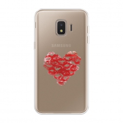 Силиконовый чехол Сердечко из поцелуев на Samsung Galaxy J2 Core (2018/2020)