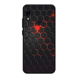 Матовый силиконовый чехол Фон соты красные на Xiaomi Redmi 7