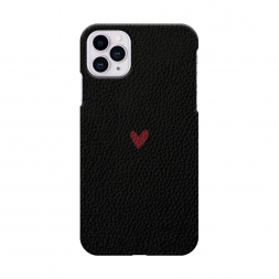 Кожаный черный Маленькое красное сердечко на iPhone 11 Pro Max