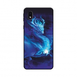 Матовый силиконовый чехол Лунный дракон на Samsung Galaxy A01 Core