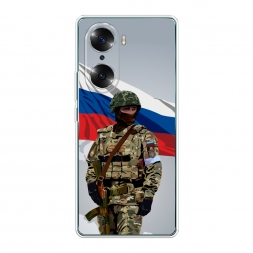 Силиконовый чехол Солдат с флагом на Honor 60