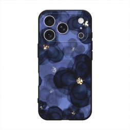 Матовый силиконовый чехол Тёмно-синие цветы на iPhone 17 Pro Max
