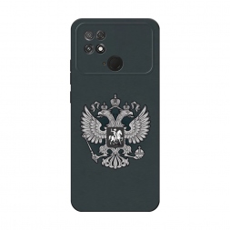 Матовый силиконовый чехол Герб России серый на Xiaomi Poco C40