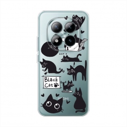 Силиконовый чехол Black cat doodles на Redmi Note 15 Pro Plus 5G