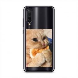 Силиконовый чехол Котик кушает на Xiaomi Mi A3 Lite