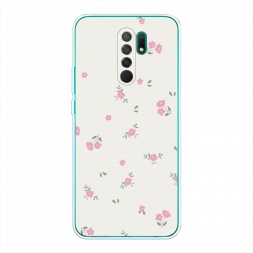 Силиконовый чехол Розовые цветочки на бежевом на Xiaomi Redmi 9