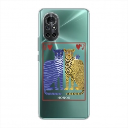 Силиконовый чехол Леопард и тигр 2 на Honor V40 Lite