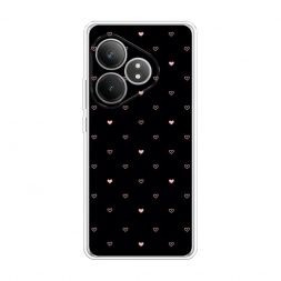 Силиконовый чехол Черный фон и сердечки на Realme GT 6T