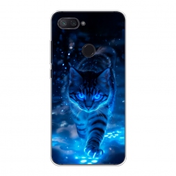 Силиконовый чехол Синий кот на Xiaomi Mi 8 Lite (Youth Edition)