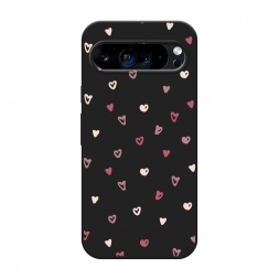 Матовый силиконовый чехол Рисунок из сердечек на Google Pixel 9 Pro XL
