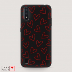 Матовый силиконовый чехол Little hearts doodles 2 на Samsung Galaxy A01