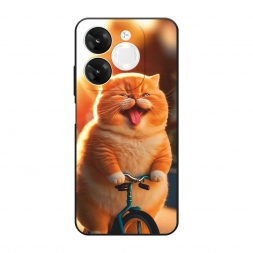 Матовый силиконовый чехол Кот на велике на Itel A80 4G